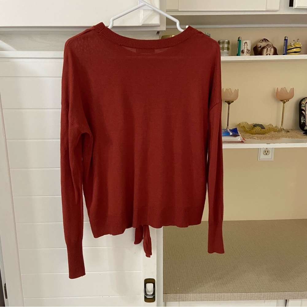 Rust Knit Tie Front Sweater - Picture 4 of 4